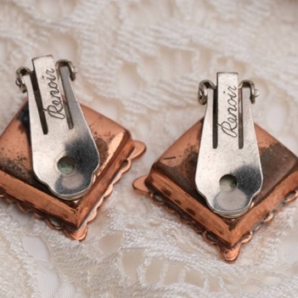 Renoir Vintage Clip on Shadow Box Earrings “Ebony Lace” - Picture 12 of 12